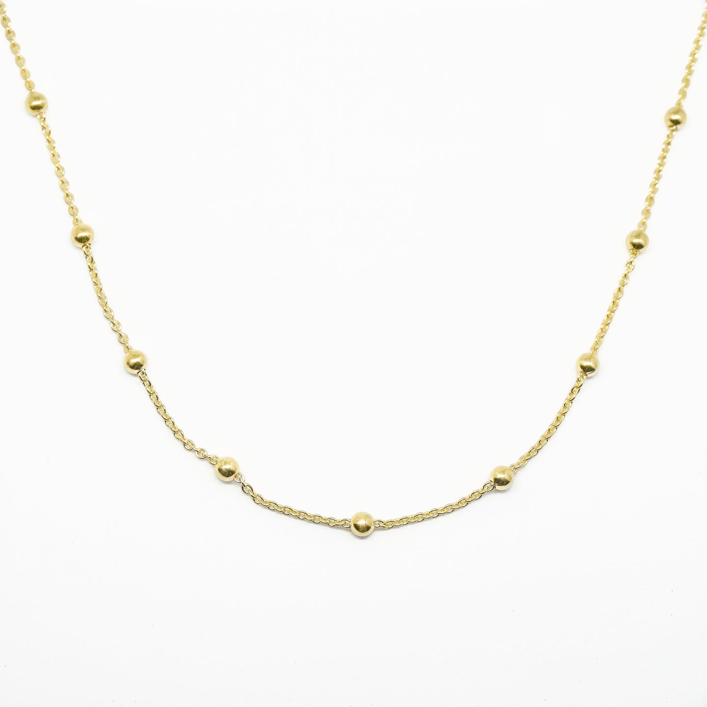 18k Gold Vermeil Fine Beaded Chain Necklace