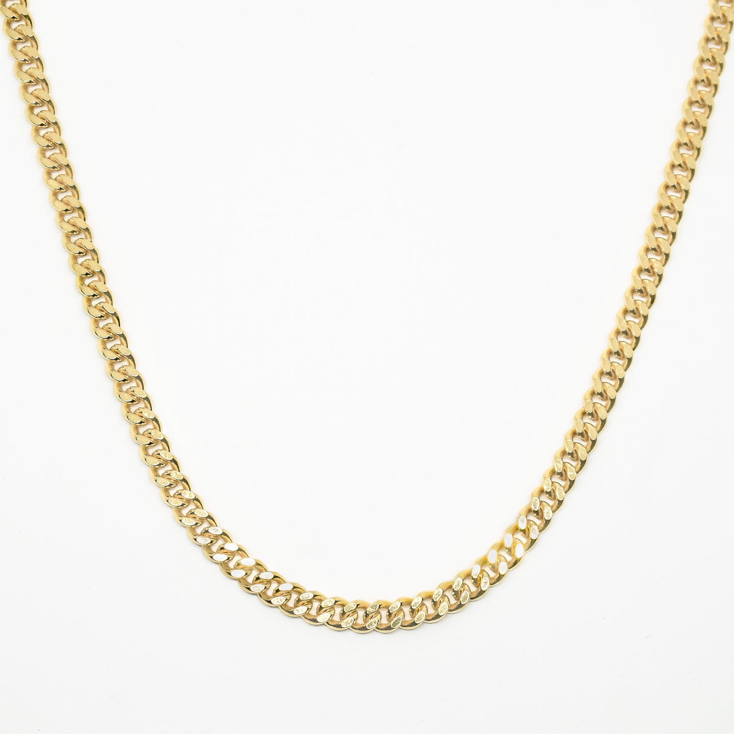 18k Gold Vermeil Flat Curb Chain Necklace - 42cm