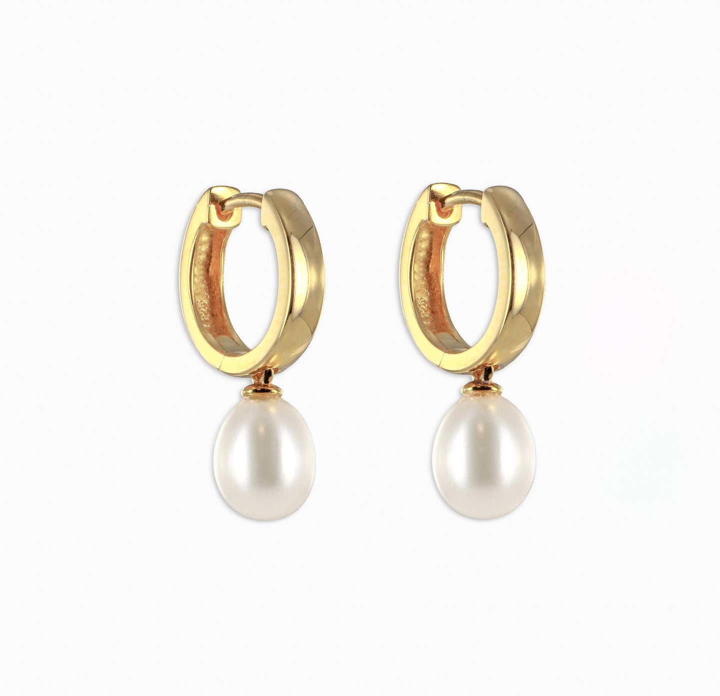 18k Gold Vermeil Freshwater Pearl Huggie Hoop Earrings