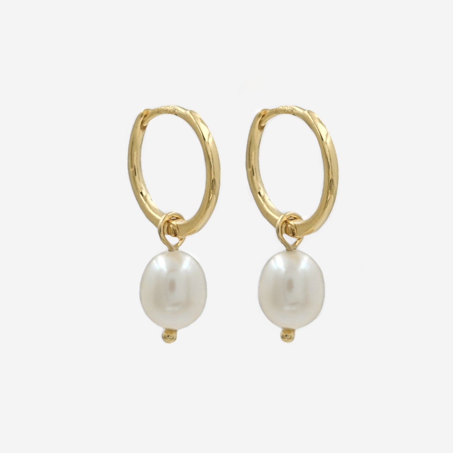 18k Gold Vermeil Freshwater Pearl Minimal Hoop Earrings