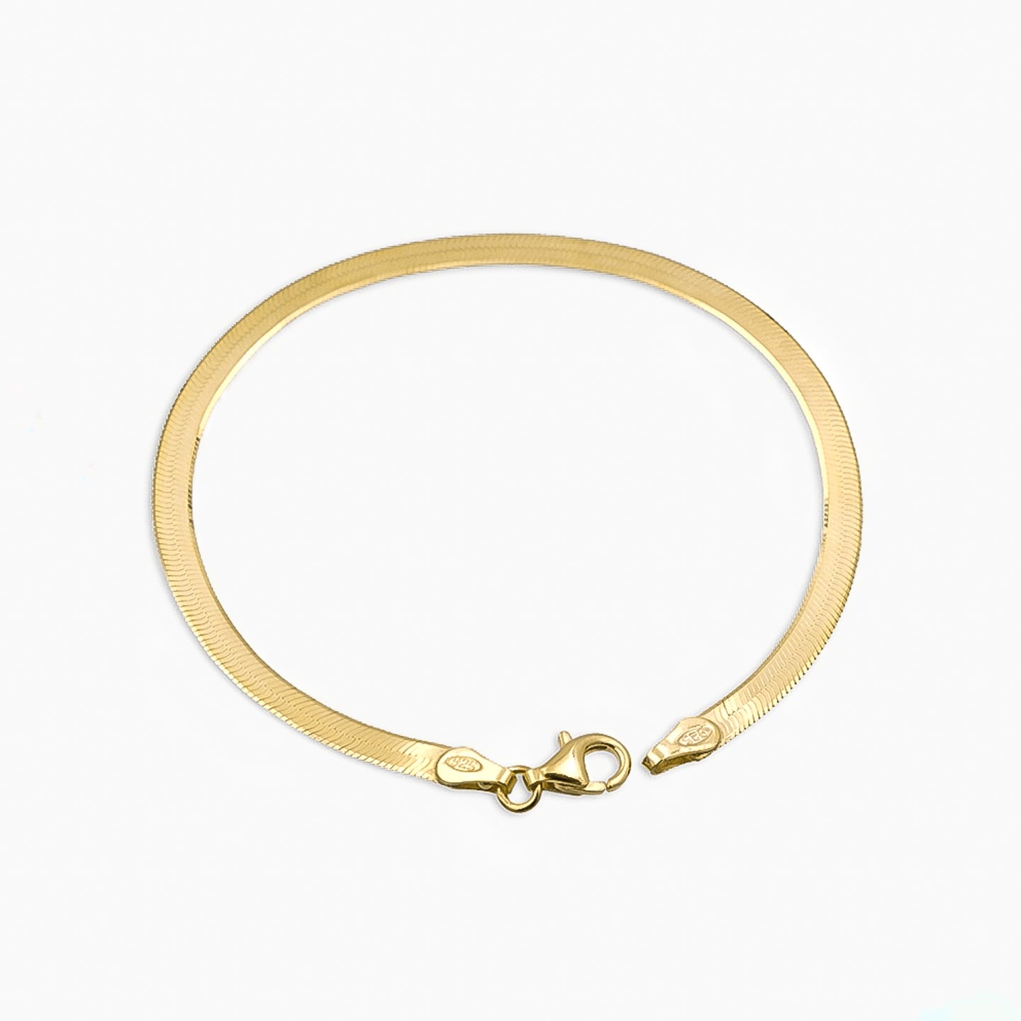 18k Gold Vermeil Flat Snake Chain Bracelet