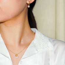 Load image into Gallery viewer, 18k Gold Vermeil Minimal Pearl Necklace &amp; Earrings Set
