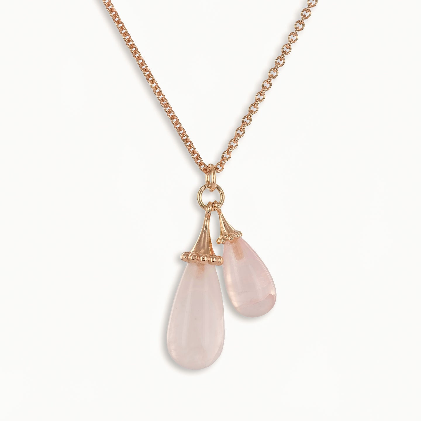 Rose Quartz Drop Necklace | Rose Gold Vermeil on Sterling Silver