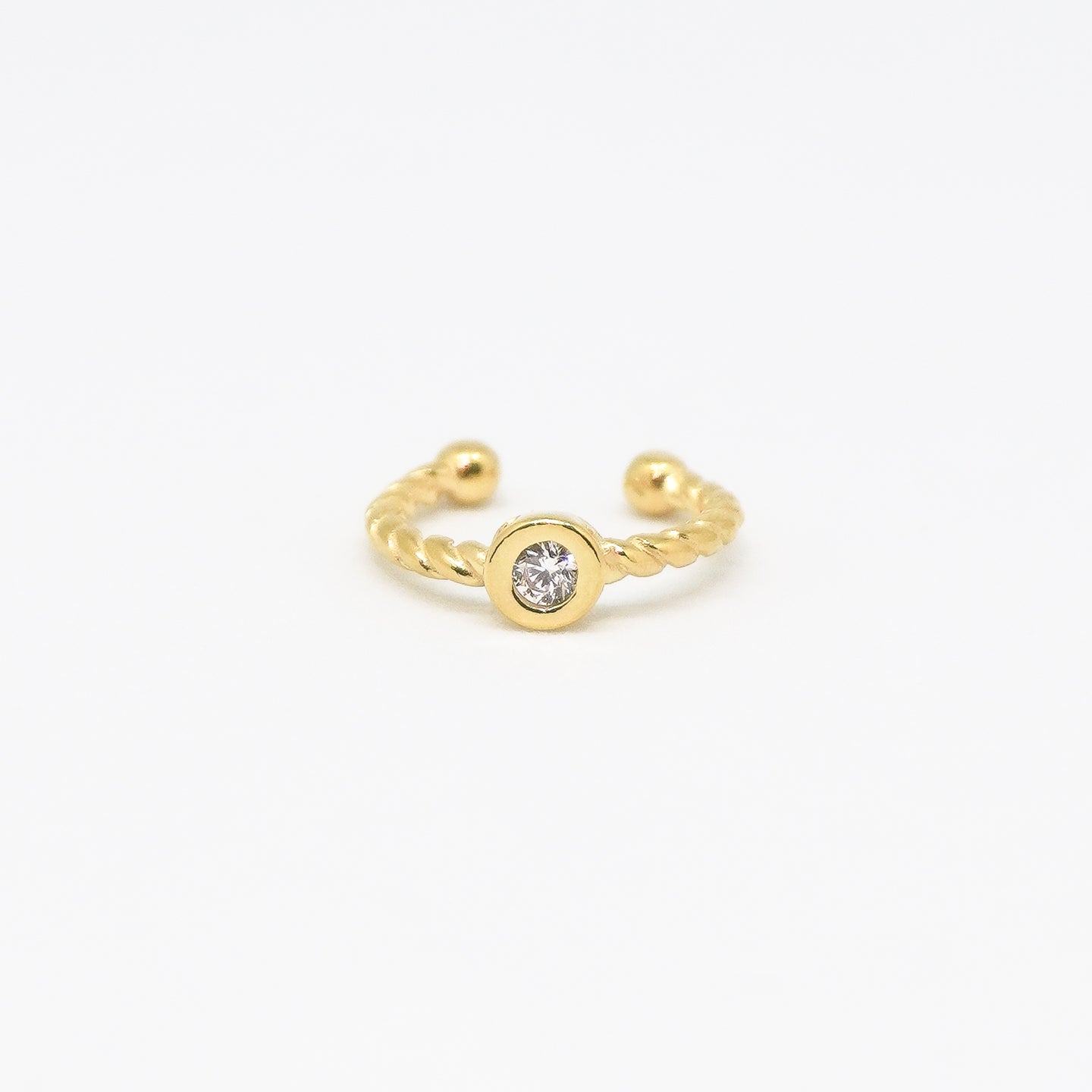 18k Gold Vermeil solitaire twisted ear cuff