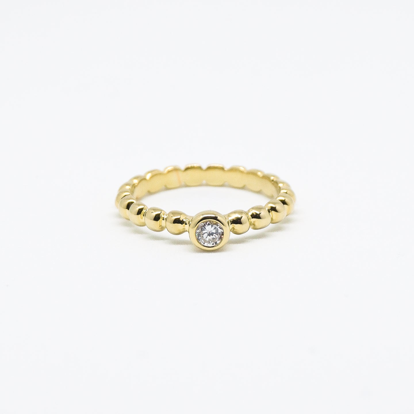 18k Gold Vermeil Pebble CZ Solitaire Ring