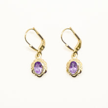 Load image into Gallery viewer, 8K Solid Gold Amethyst Floral Earrings
