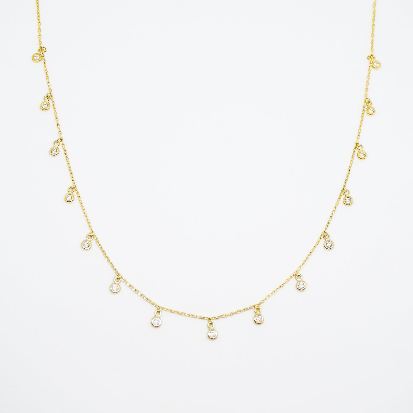 8k Solid Gold Zirconia Droplet Necklace