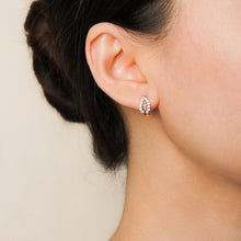 Load image into Gallery viewer, Solid 8k Gold Zirconia Hinged Hoop Earrings
