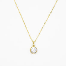 Load image into Gallery viewer, 8k Solid Gold Zirconia Solitaire Necklace
