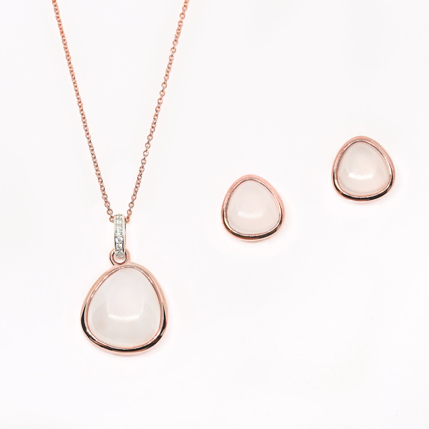 Agate Crystal Necklace and Earrings Set | Rose Gold Vermeil on Sterling Silver
