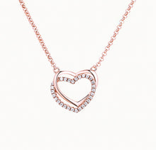 Load image into Gallery viewer, Double Heart Pendant Necklace with Zirconia |18k Rose Gold Vermeil
