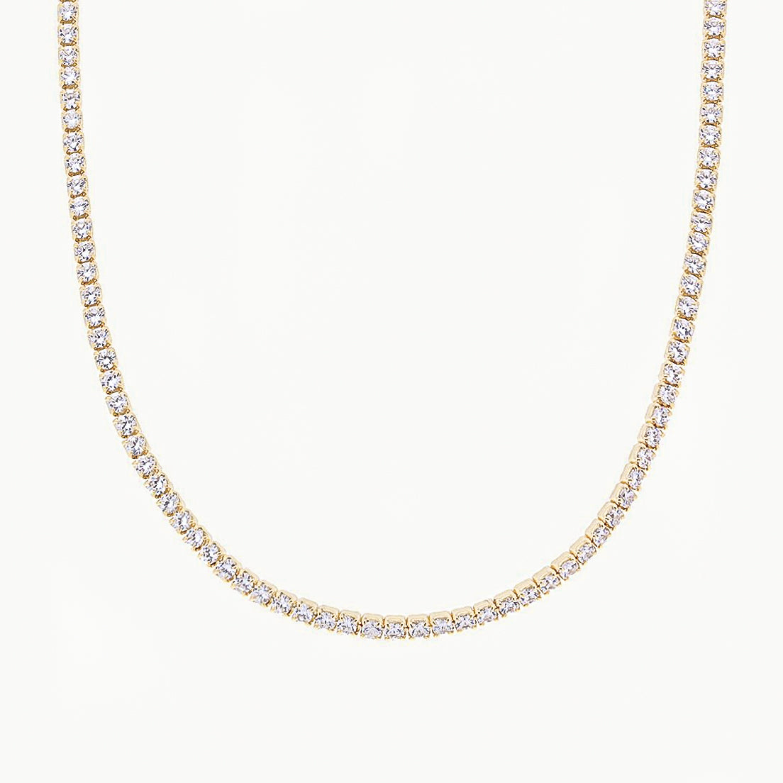 Gold Plated 925 Sterling Silver Tennis Necklace