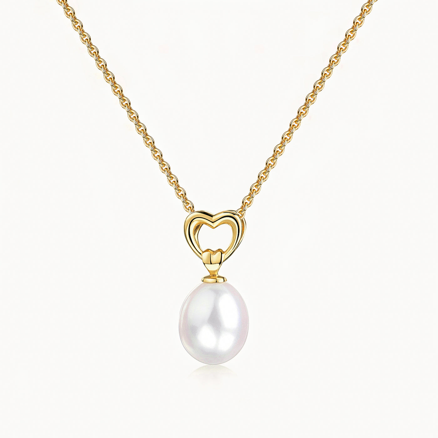 Pearl & Heart Pendant Necklace in 14k Gold Vermeil