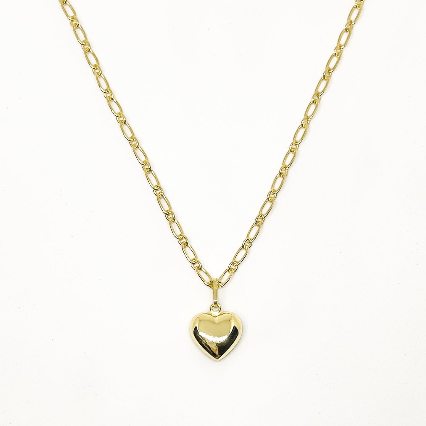 Puffed Heart Pendant Chain Necklace | 8K Gold & 18K Gold Vermeil