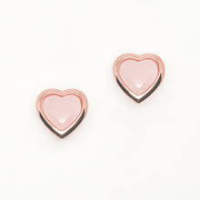 Load image into Gallery viewer, Rose Quartz Heart Earrings | Rose Gold Plated Sterling Silver
