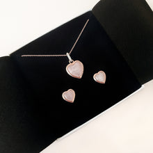 Load image into Gallery viewer, Rose Quartz Heart Necklace and Earrings Set | Rose Gold Vermeil on Sterling Silver
