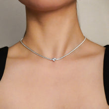 Load image into Gallery viewer, Tennis Necklace with Heart | Rhodium Plated Sterling Silver
